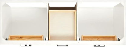 ARIEL Hepburn 60-inch Bathroom Vanity with Sink,Solid Wood, 1.5-inch Italian Carrara Marble Countertop & Backsplash, Double Oval Porcelain Sink, 4 Soft Closing Doors, 6 Dovetail Drawers, White