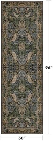Vintage Runner Rugs for Hallways - 2'6"x8' Wide Kitchen Runners, Entryway Rug, with Flowers and Leaves, Washable Non Slip Low Pile