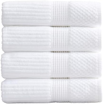 Springtree Home 100% Cotton Bath Towel Set | 4-Pack | Textured | White