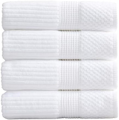 Springtree Home 100% Cotton Bath Towel Set | 4-Pack | Textured | White