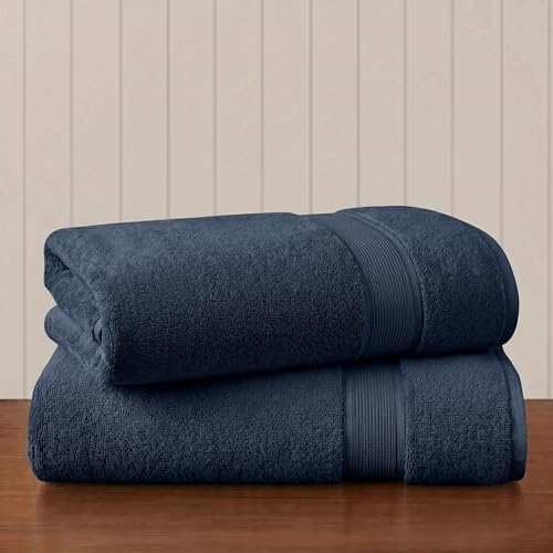 Madison Park Cotton Bath Sheet 2P Oversized, 800GSM, 34" x 68" Slate Blue