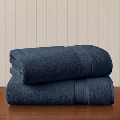 Madison Park Cotton Bath Sheet 2P Oversized, 800GSM, 34" x 68" Slate Blue