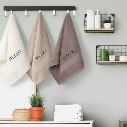 FuWeave 3 Pcs Hand Towels Bathroom Set,Brown,Hello Sweet Cheeks