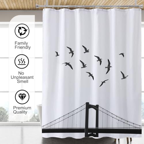 LLSCL Fabric Shower Curtain Liner with Magnets, Waterproof Hotel Quality, 72 x 72 Machine Washable