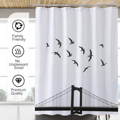LLSCL Fabric Shower Curtain Liner with Magnets, Waterproof Hotel Quality, 72 x 72 Machine Washable