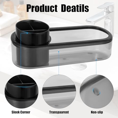 Ayswupt Black Toothbrush Holder for Bathroom,Detactable Bathroom Tray for Men,Electric Tooth Brushing Holder,Bathroom Countertop Organizer,Tooth Brush Toothpaste Caddy Storage,Vanity Sink Accessories