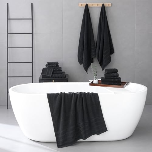 16-Piece Bath Towels Set, 100% Cotton Thick Soft Highly Absorbent Durable, Quick Dry, Bathroom Towels Set (4 Bath Towels, 4 Hand Towels, 8 Washcloths) - Perfect for Daily Use