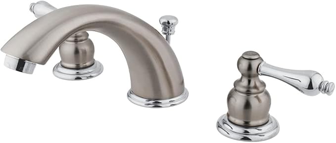 Kingston Brass KB977AL Victorian Widespread Bathroom Faucet, Brushed Nickel/Polished Chrome