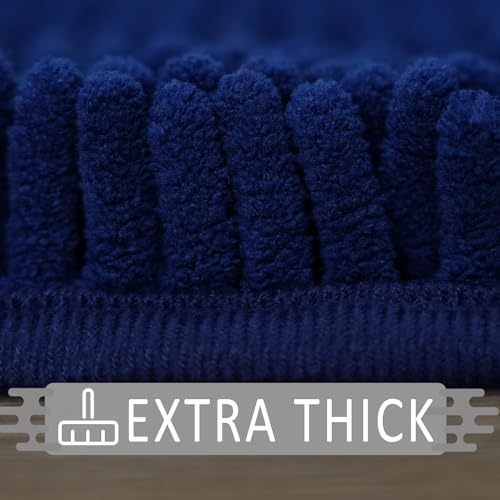 Bathroom Rugs Sets 3 Piece Non Slip,Bath Rugs with PVC Backing Bath Carpet,Bathroom Rug Washable,Absorbent,Plush Carpet Mats,Bath Mats for Bedroom, Kitchen,Tub,Home Decor (Navy)