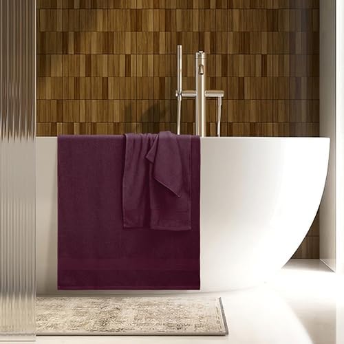 Belizzi Home 8 Piece Towel Set 100% Ring Spun Cotton, 2 Bath Towels 27x54, 2 Hand Towels 16x28 and 4 Washcloths 13x13 - Ultra Soft Highly Absorbent Machine Washable Hotel Spa Quality - Burgundy