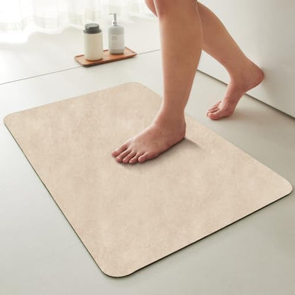 TYUU Thin Bath Mat, Small Bathroom Rugs Non Slip Washable, 16x24 Beige