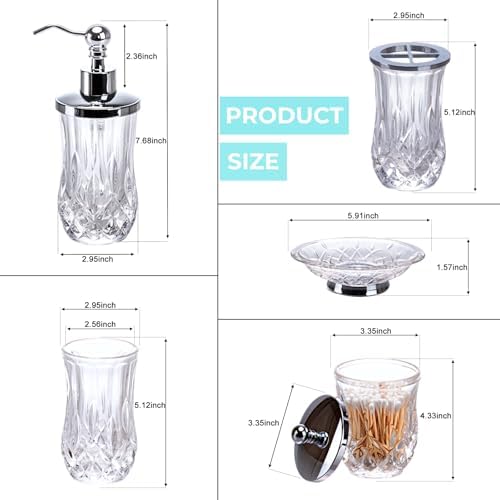 Clear Bathroom Accessories, Round Thick Glass & Metal Pump