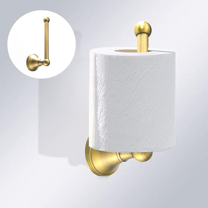 Leyden Antique Brass Toilet Paper Holder Towel Ring, Brass Hand Towel Holder Bathroom Accessories Set Retro Bathroom Hardware Tissue Toilet Roll Holder for Home or Kitchen, 2 Pieces