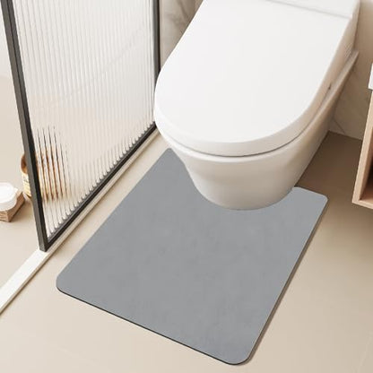 TYUU Thin Toilet Rug, Bathroom Rugs Non Slip, 20x24 U Shape Light Grey