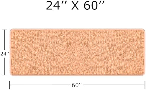 Yeaban Chenille Peach Bathroom Runner Rug 24"x60"