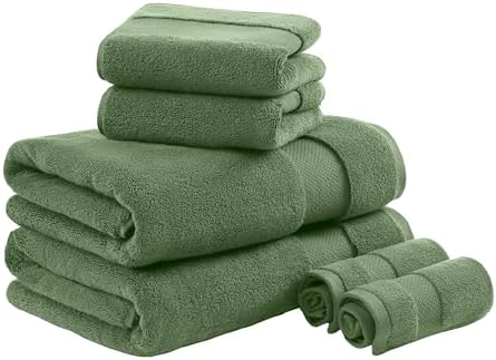 Madison Park 100% Turkish Cotton 600 GSM Bath Towel Set, 6 Piece, Green