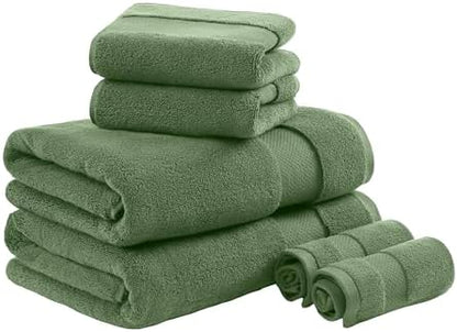 Madison Park 100% Turkish Cotton 600 GSM Bath Towel Set, 6 Piece, Green