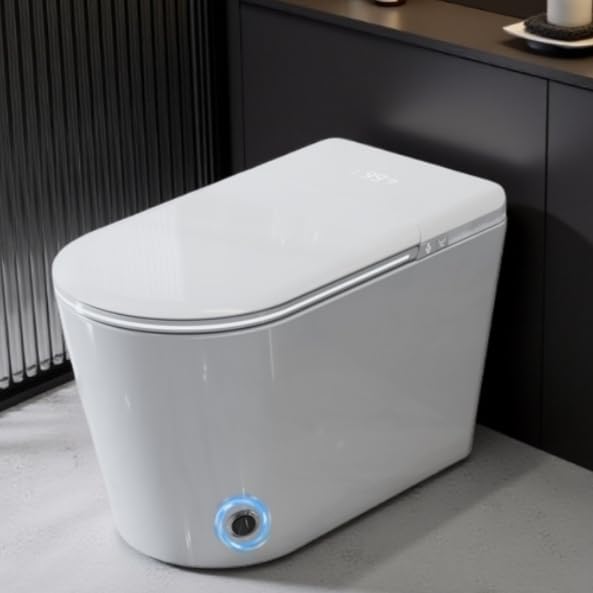 TDH Smart Toilet,Heated Toilet Bidet with Warm Water Auto Flushing Sprayer & Dryer,Modern Toilets for Bathroom Foot Sensor,Night Light LED Display