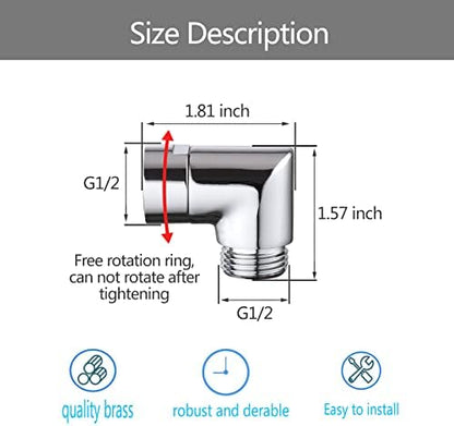 Shower Head Elbow Adapter, Shower Arm Elbow Adapter for Hand Showers and Wall-mounted Showers，Shower Arm Extension (90degree）