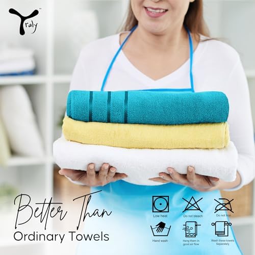 Luxury Hand Towels for Bathroom Set of 4 (16 x 28 Inch) Soft & Absorbent 600GSM Ring Spun Cotton Hand Towel Sets for Bathroom, Gym, Hotel and Spa - Viscose Stripe
