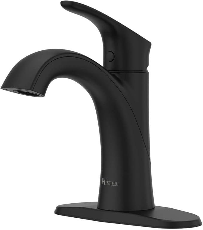 Pfister Weller Bathroom Sink Faucet, Single Handle, Single Hole or 3-Hole, Matte Black Finish, LG42WR0B