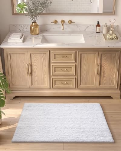 Color&Geometry Small Bath Mats for Bathroom Non Slip, 16"x24", White