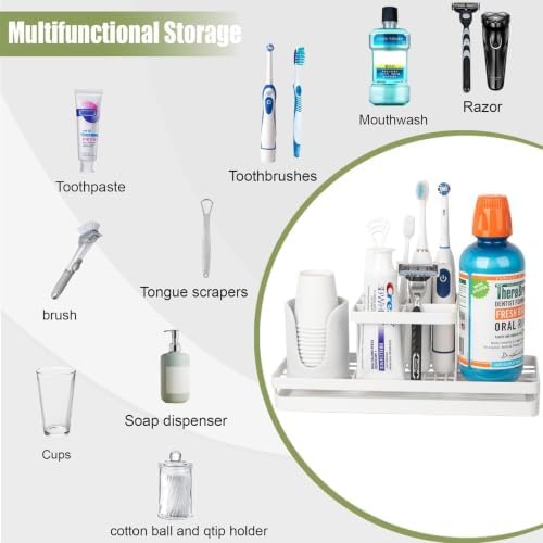 Toothbrush Holders Toothpaste Organizer Bathroom Accessories, White