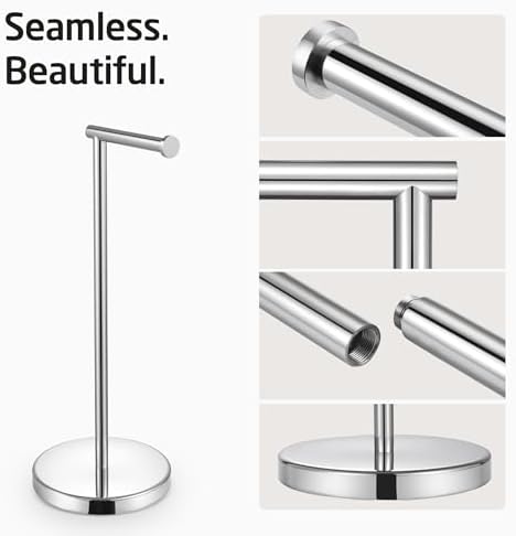 KES Freestanding Toilet Paper Holder with Weighted Base, Polished Silver