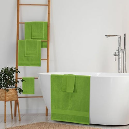 Belizzi Home 8 Piece Towel Set 100% Ring Spun Cotton, 2 Bath Towels 27x54, 2 Hand Towels 16x28 and 4 Washcloths 13x13 - Ultra Soft Highly Absorbent Machine Washable Hotel Spa Quality - Green