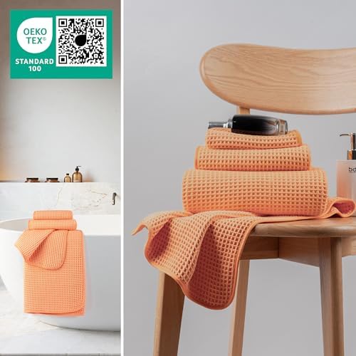 MICROFI Microfiber Waffle Bath Towels, 3 Pieces, Oversized, Soft, Absorbent, Fast Drying, Lint Free, Includes Bath, Face and Hand Towels 430 GSM