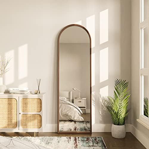 WallBeyond 65"x20" Full Length Mirror - Vintage Wood Framed Large Bedroom Floor Mirror, Farmhouse Wall Mounted or Leaning, Brown Solid Wood