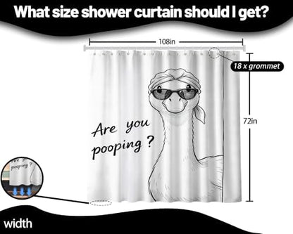 Extra Long 108x72 Inchs Shower Curtain Extra Tall Funny Ducky XL Fun are You Pooping Shower Curtains for Large Bathroom Decor Sets, Waterproof Cloth Fabric with Hooks