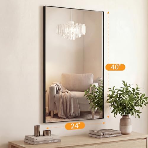 NEWBULIG 24x40 Wall Mirror, Bathroom Mirrors for Over Sink, Black
