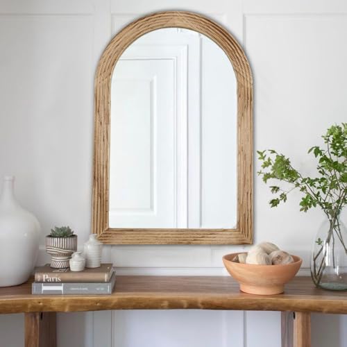 LOSOUR 2 Pack Arched Mirror, Farmhouse Decor Solid Wood Frame Bathroom Mirrors, Vintage Mirror for Bathroom, Living Room,Bedroom, Entryway, Hallway,Foyer (Brown, 2 Pack-36" x 24")