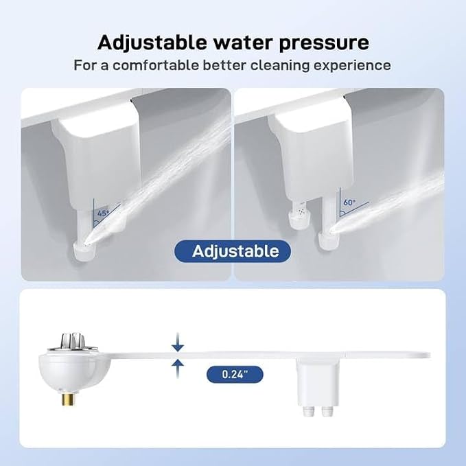 Bidet Attachment,Non-Electric Self-Cleaning Dual Nozzle Toilet Bidet, Cold Water Sprayer with Adjustable Pressure, Includes Portable Bidet Bottle for Women,Elderly,Postpartum Care & Personal Hygiene