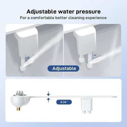 Bidet Attachment,Non-Electric Self-Cleaning Dual Nozzle Toilet Bidet, Cold Water Sprayer with Adjustable Pressure, Includes Portable Bidet Bottle for Women,Elderly,Postpartum Care & Personal Hygiene