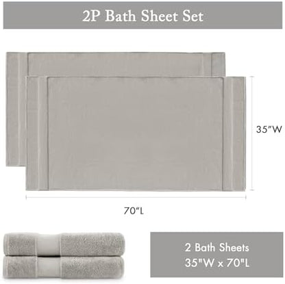 Madison Park Turkish 600 GSM Bath Sheet Set, 35 x 70 in - 2 Piece, Grey