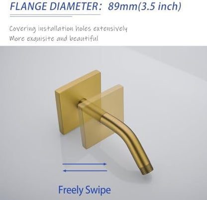 Stainless Steel Shower Arm Wall Mounted Shower Head Extension Pipe Bathroom Accessories 6 Inch Champagne Bronze,SW-91018-6CB-SQ.