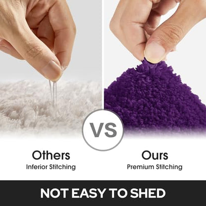 HOMEIDEAS Bathroom Rugs Sets 2 Piece, Super Soft Non Slip Bath Mat Purple