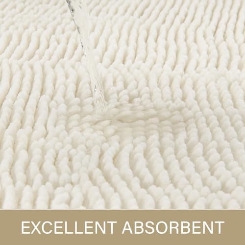 LOCHAS Luxury Bathroom Rug Shaggy Bath Mat 24 x 36 Inch, Cream White