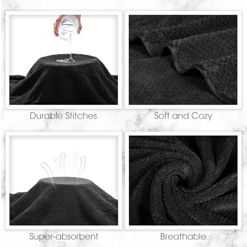 Peryiter 6 Pcs Bath Towel Set, Oversized Bath Sheet for Adults, Black