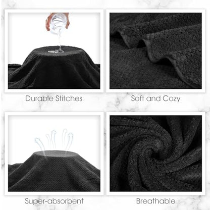 Peryiter 6 Pcs Bath Towel Set, Oversized Bath Sheet for Adults, Black
