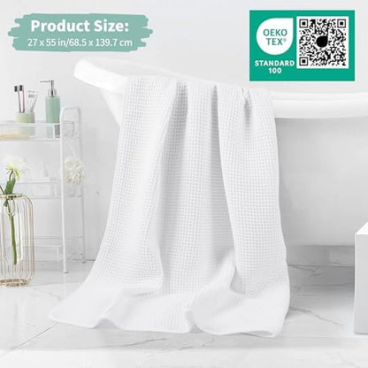 Microfiber Waffle Bath Towels, 4 Pieces, Soft, Absorbent, Fast Drying, Lint Free 430 GSM (27''x55''/68.58 cm x139.7 cm)