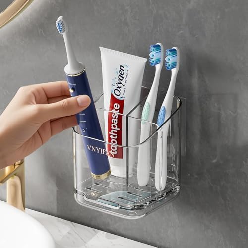 3 Slots Detachable Toothbrush Holders Wall Mounted for Bathrooms