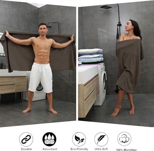 Smuge Extra Large Bath Towel Sheet Set 35x70 Inches - Oversized Bath Towels Set,Large Microfiber - Quick Dry,Lightweight,Super Soft,Highly Absorbent Towel Set for Bathroom,Pack of 4(Seal Brown)