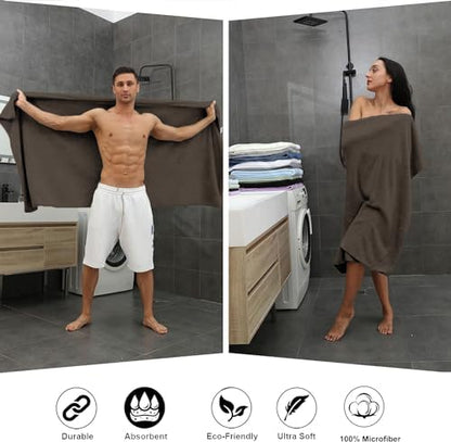 Smuge Extra Large Bath Towel Sheet Set 35x70 Inches - Oversized Bath Towels Set,Large Microfiber - Quick Dry,Lightweight,Super Soft,Highly Absorbent Towel Set for Bathroom,Pack of 4(Seal Brown)