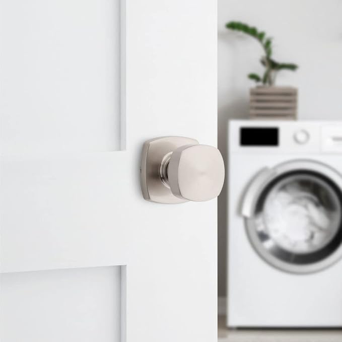 Kwikset Arroyo Knob Interior Passage Door Knob, Handle For Closet and Hallway Doors, Non-Locking Doorknob in Satin Nickel, with Microban Protection