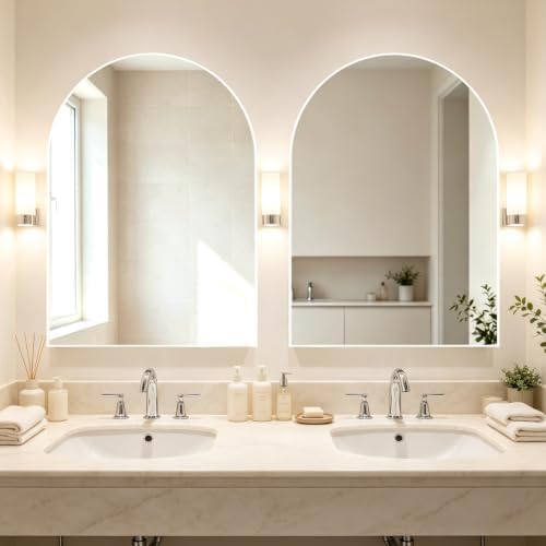 Arched Wall Mirror for Bathroom, 30"x40" Arched Mirror Wall Mounted Mirror with Metal Frame, Gold Vanity Mirror Decor for Mantle, Bedroom, Entryway, Living Room