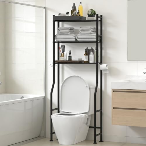Livilord 3-Tier Over Toilet Storage, Anti-Tip, 64" H, Black