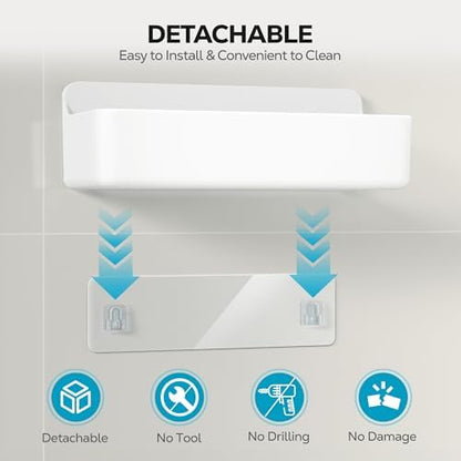Nieifi Adhesive Shower Shelves, White, 2 Pieces